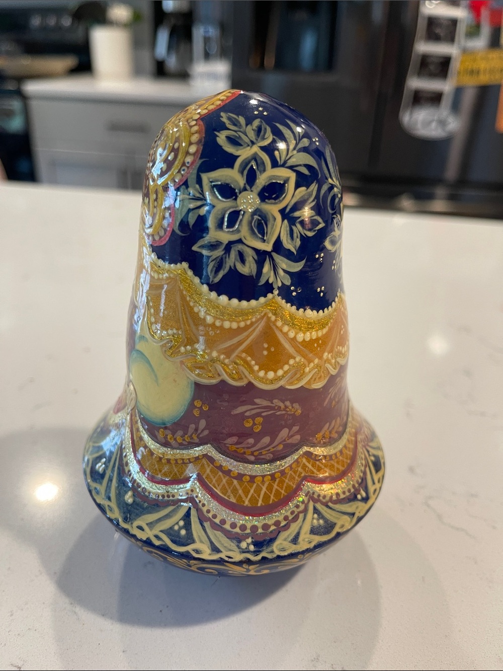 Vintage Hand-Painted Russian Matryoshka Roly-Poly Rocking Bell Doll - Picture 2 of 6